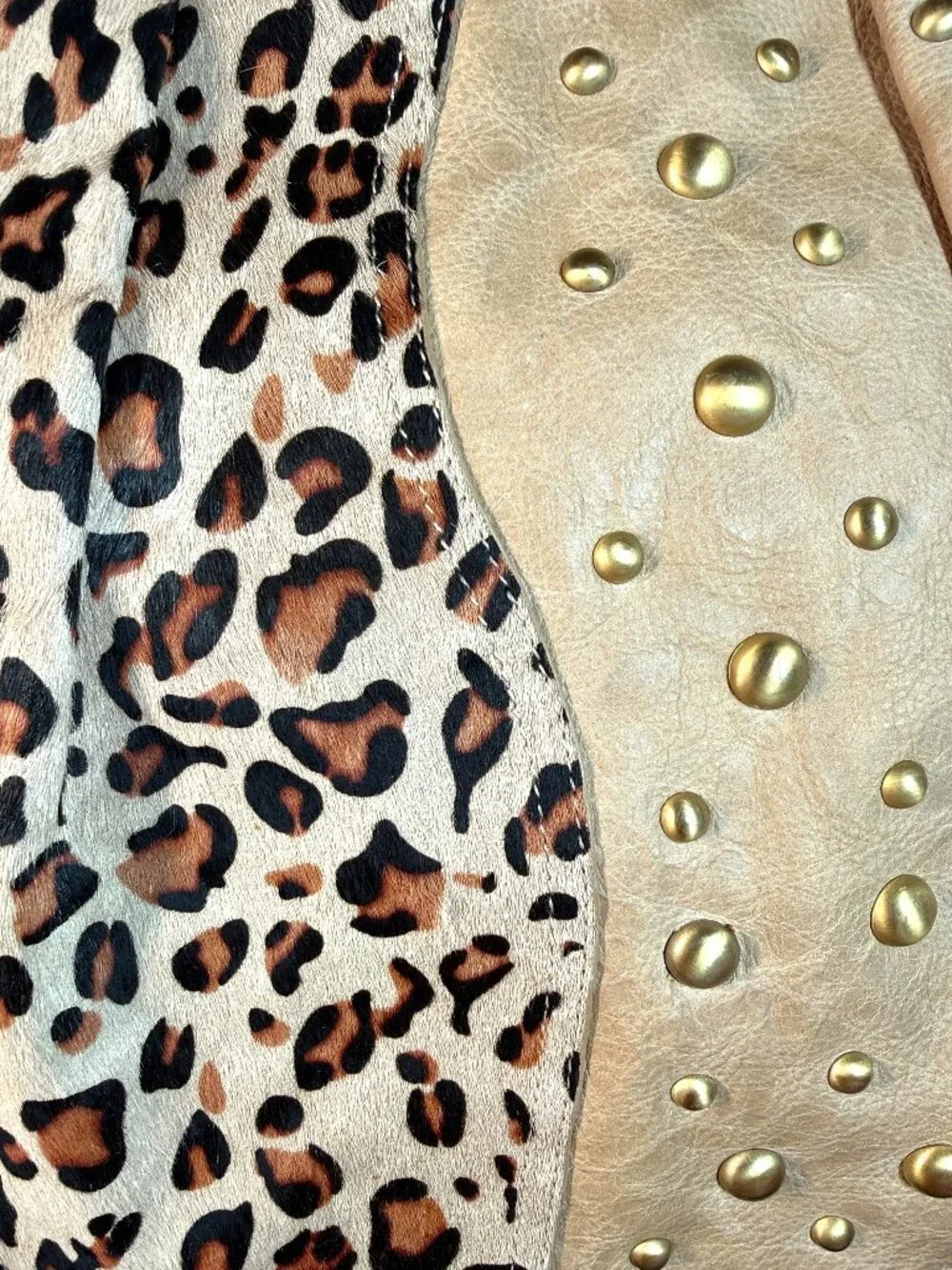 Sharif 1827 Vintage Legacy Leopard Haircalf Studded Sample Shoulder Bag NWT - Picture 3 of 15